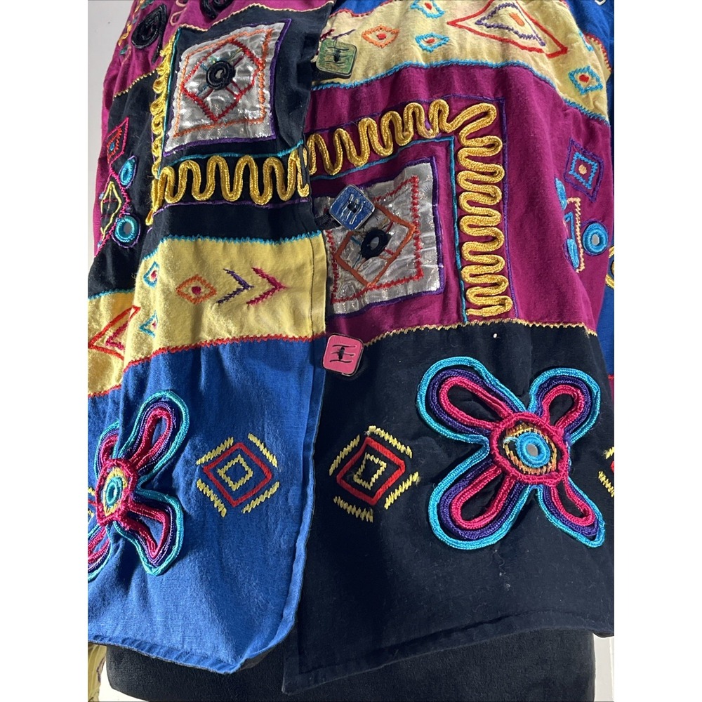 Abstract Patchwork Embroidered Jacket Women‎ Mult… - image 3